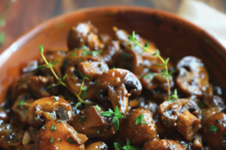 Mushrooms Cooked in a Red Wine Sauce