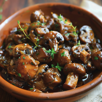 Mushrooms Cooked in a Red Wine Sauce