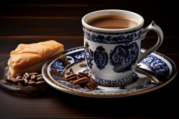 traditional Greek coffee and Greek galaktoboureko